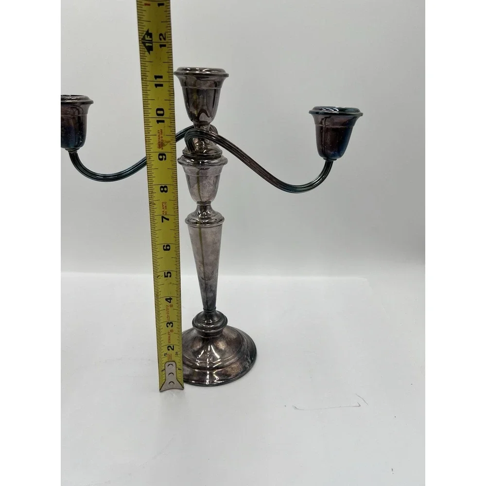Vintage Pilgrim Silver Plate P536 3 Light Candelabra Candle Holder 11.5